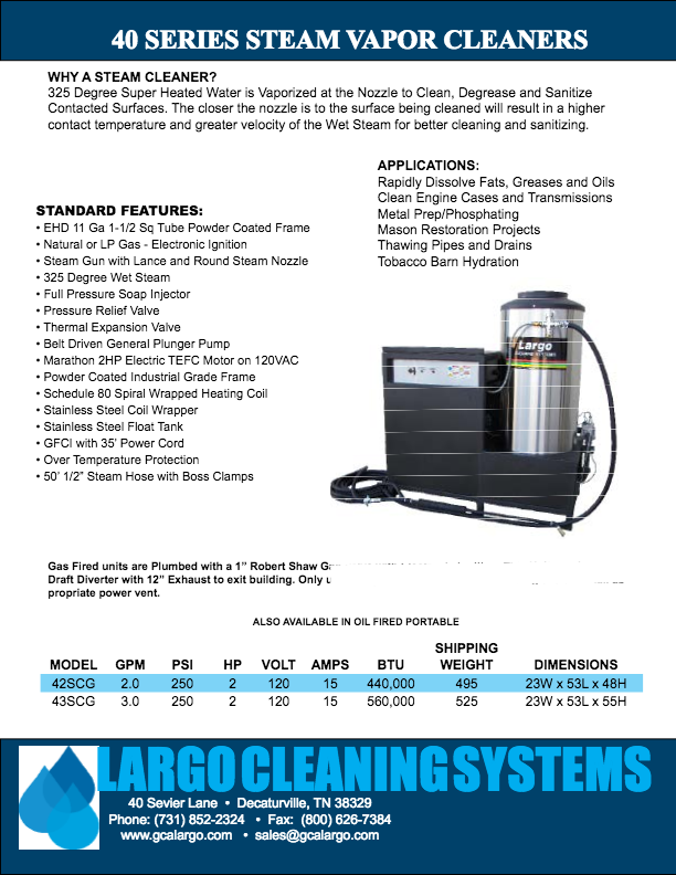 Steam Cleaners - Pressure Washers and Cleaning Systems by GCA Largo