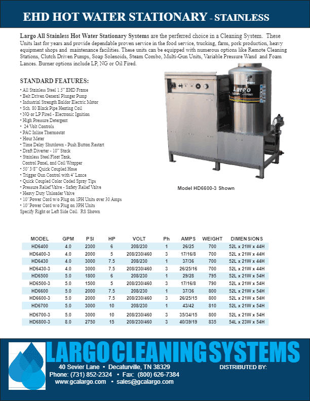 Hot Water Stationary - Pressure Washers and Cleaning Systems by GCA Largo